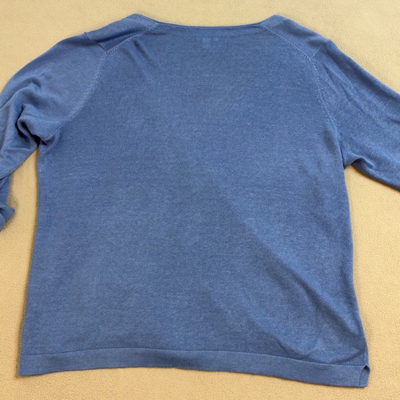 J. Jill Blue Linen Blend Roll Tab Sleeve Button Front Cardigan Sweater 1X - Picture 3 of 10